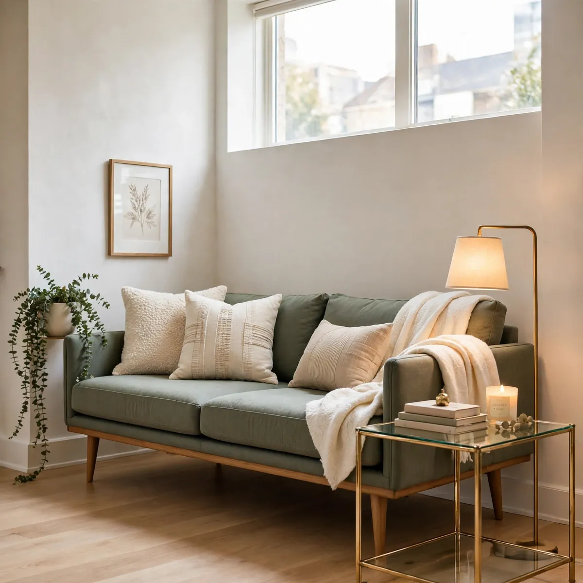 25 Apartment Living Room Ideas That Make a Rental Feel Like Home apartment living room ideas: Choose a Low-Profile Sofa With Slim Arms
