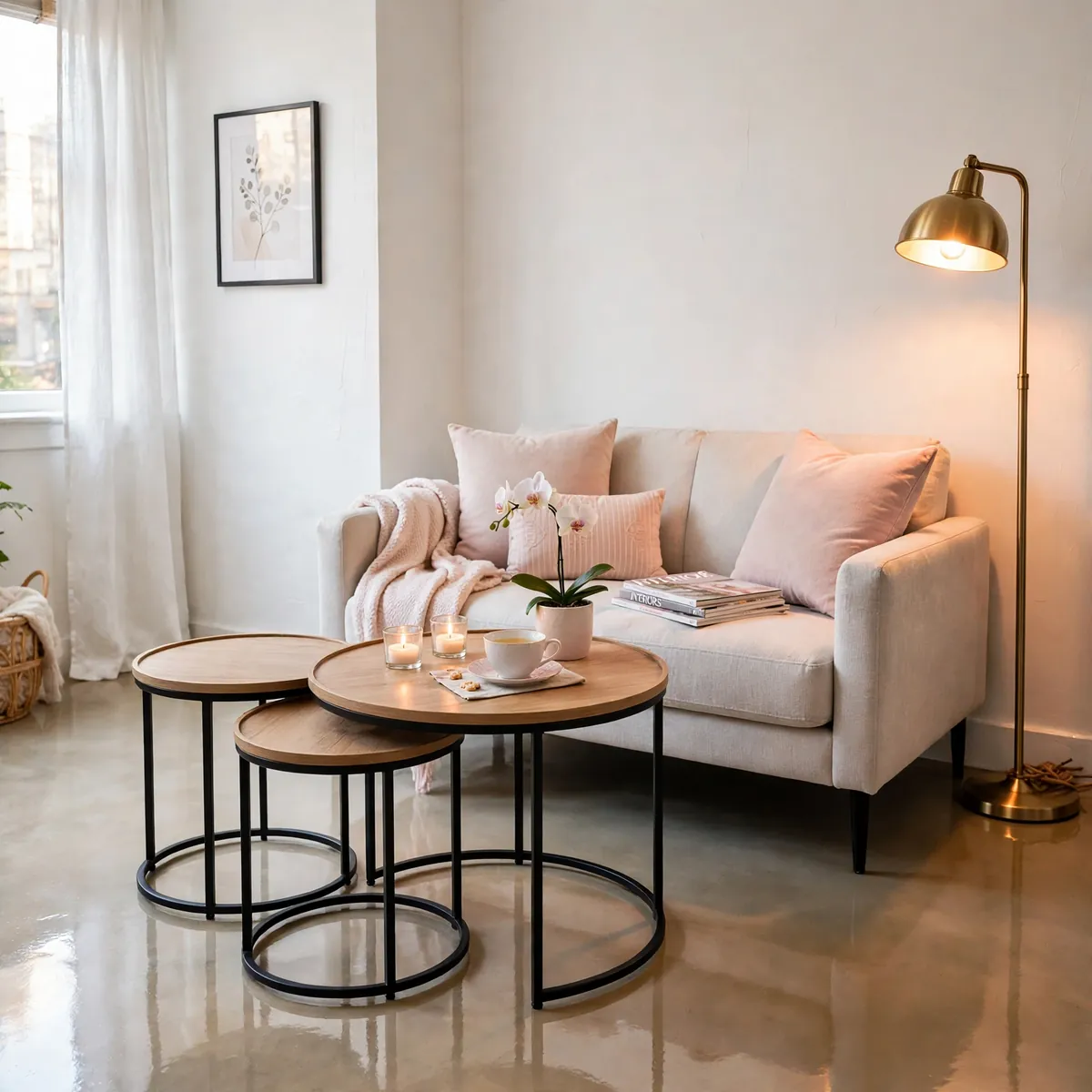 25 Apartment Living Room Ideas That Make a Rental Feel Like Home apartment living room ideas: Swap the Coffee Table for Nesting Tables