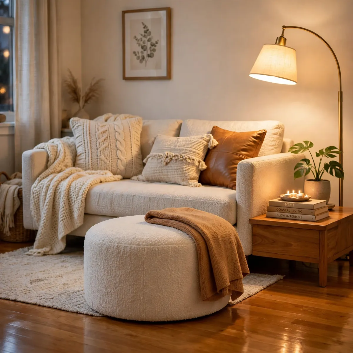 25 Apartment Living Room Ideas That Make a Rental Feel Like Home apartment living room ideas: Replace the Footstool With a Storage Ottoman