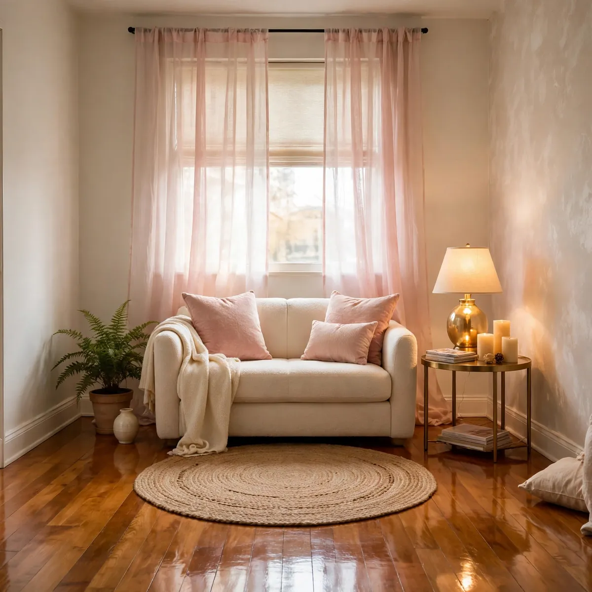 25 Apartment Living Room Ideas That Make a Rental Feel Like Home apartment living room ideas: Trade Heavy Curtains for Sheers on a Tension Rod