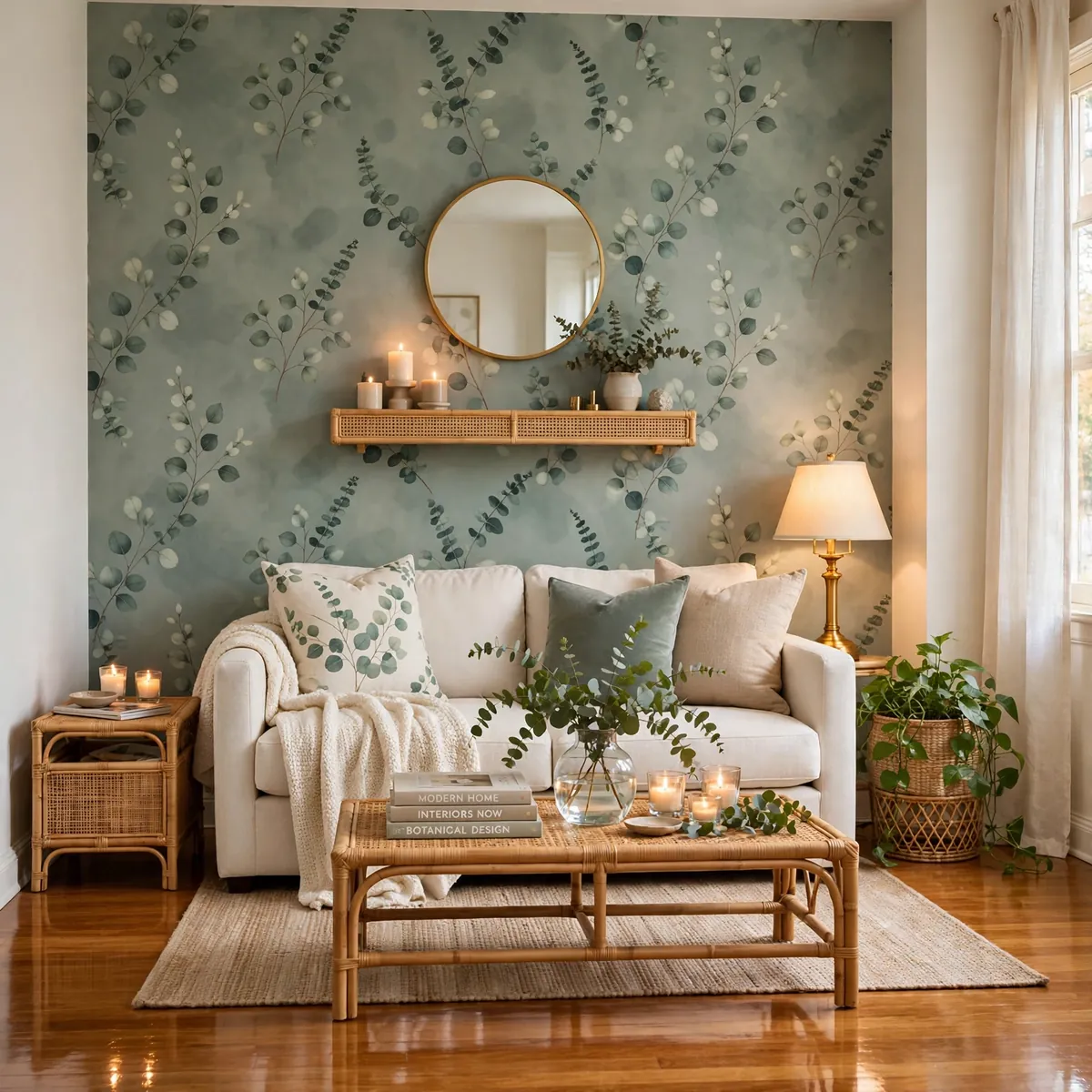 25 Apartment Living Room Ideas That Make a Rental Feel Like Home apartment living room ideas: Try One Accent Wall in Removable Wallpaper