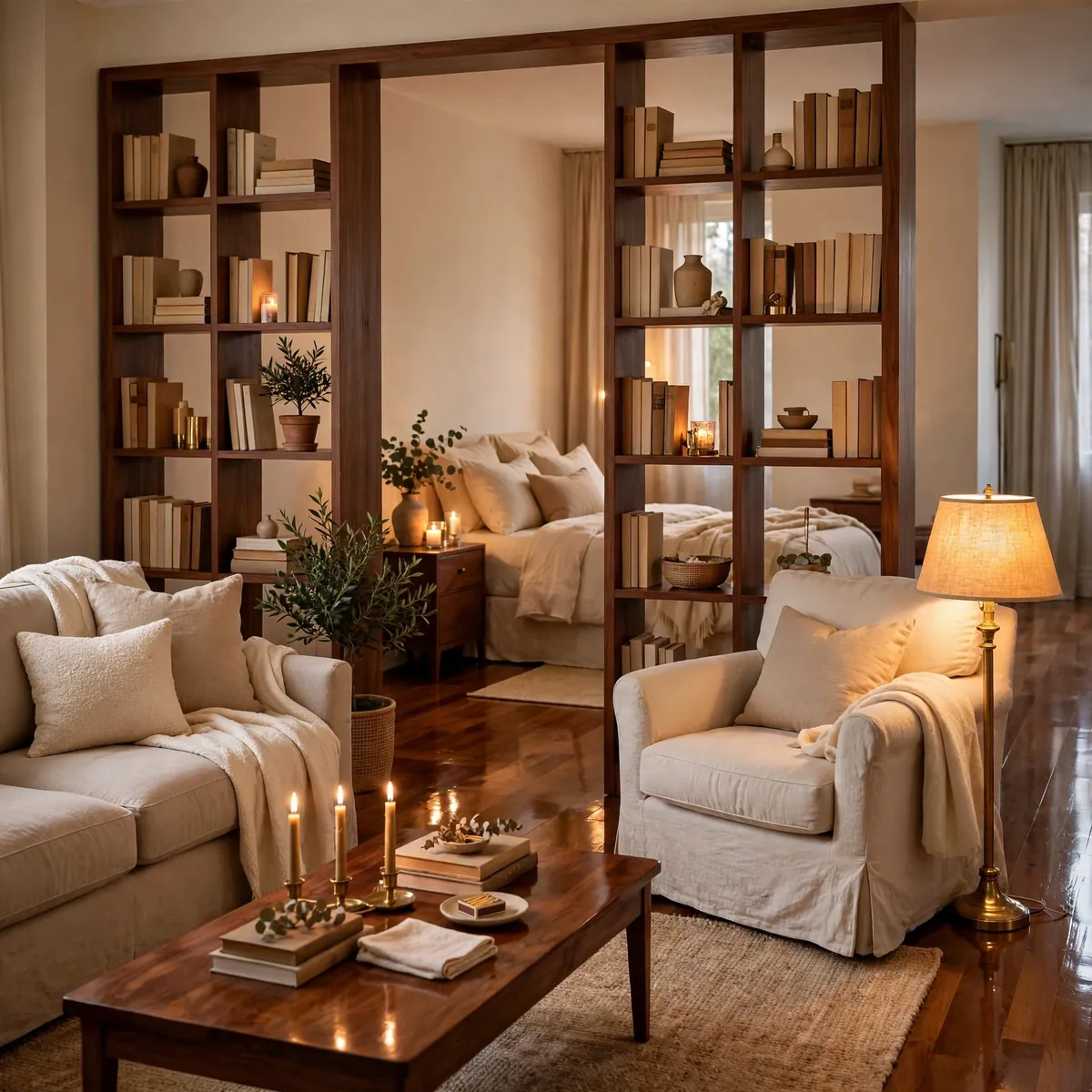 25 Apartment Living Room Ideas That Make a Rental Feel Like Home apartment living room ideas: Make a Studio Read as Two Rooms