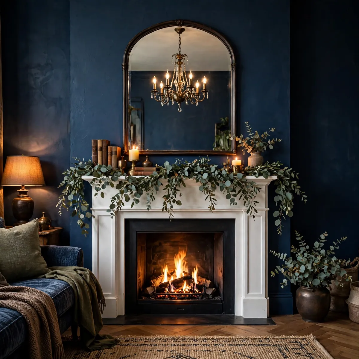 arched mirror decor ideas: Arched Mirror Above a Fireplace Mantel