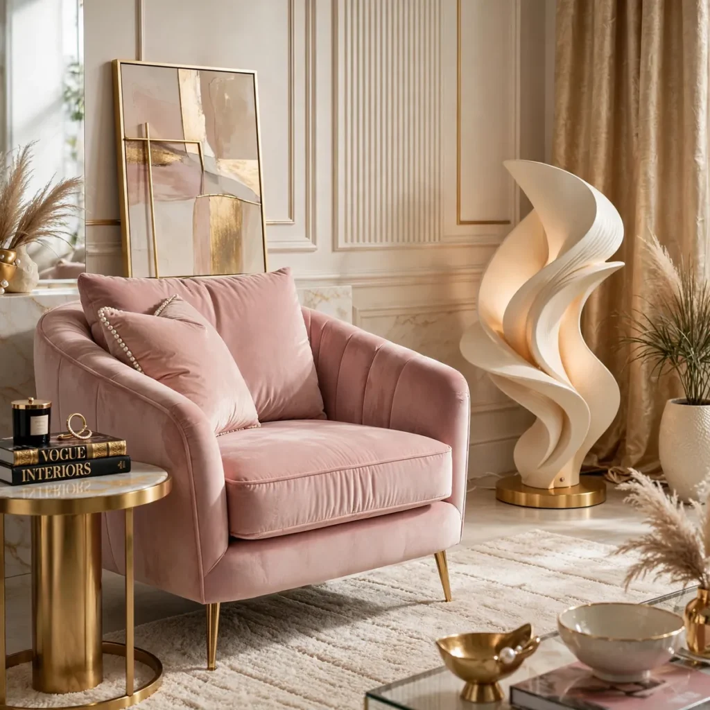 15 Stunning Baddie Living Room Ideas Full of Glam, Glow & Confidence baddie living room: Add a Velvet Accent Chair in Blush or Chocolate