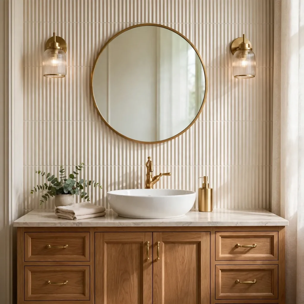 bathroom decor ideas: Add a Fluted Tile Feature Behind the Vanity
