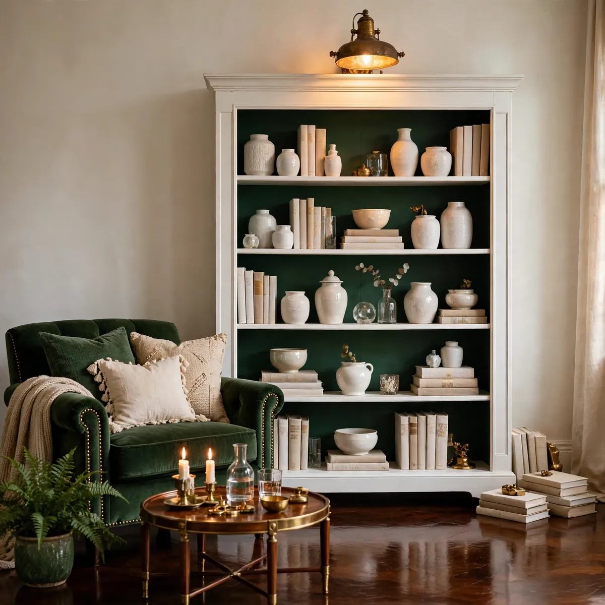 living room bookshelves ideas: Painted Back Panels for Instant Depth
