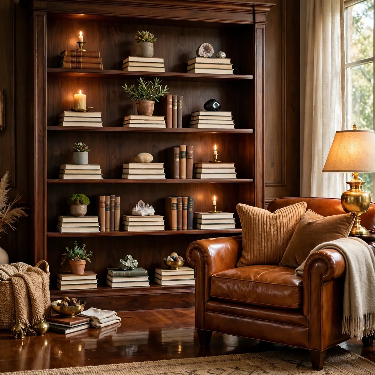 living room bookshelves ideas: Horizontal Book Stacks That Break the Vertical Grid