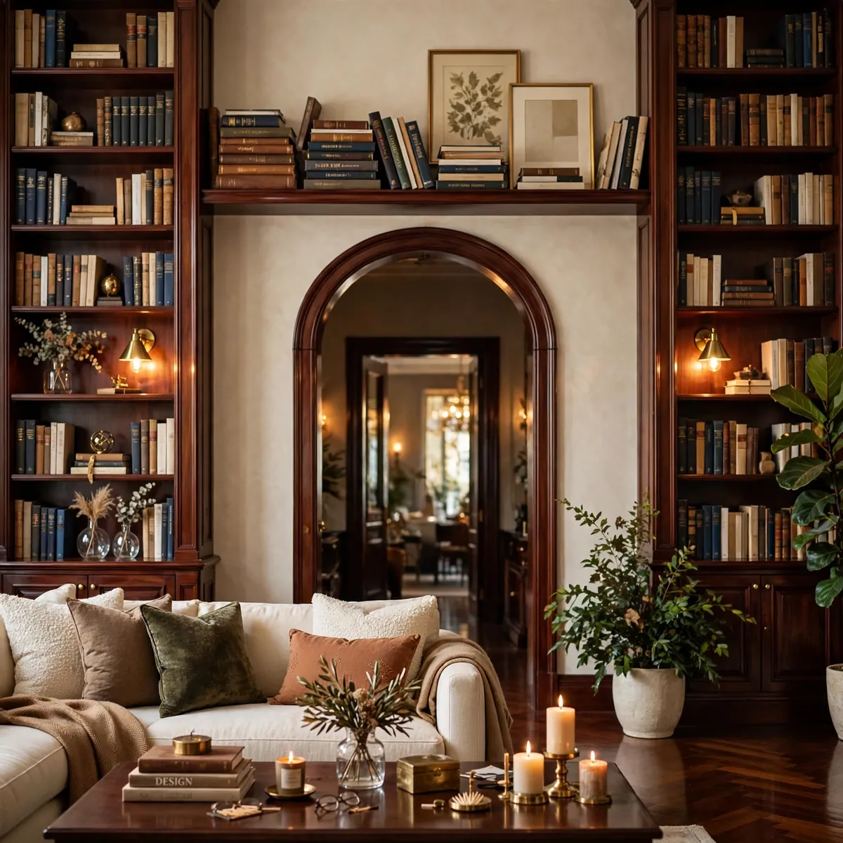 living room bookshelves ideas: Built-Ins Around a Doorway or Arch