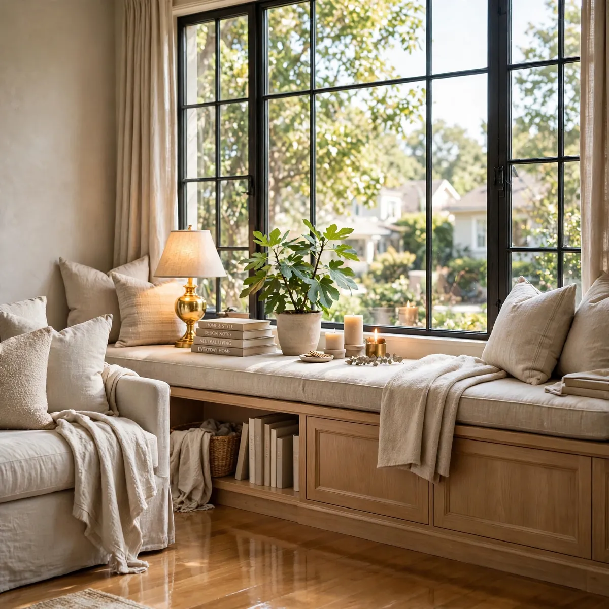 living room bookshelves ideas: One Long, Low Bookcase Under a Big Window