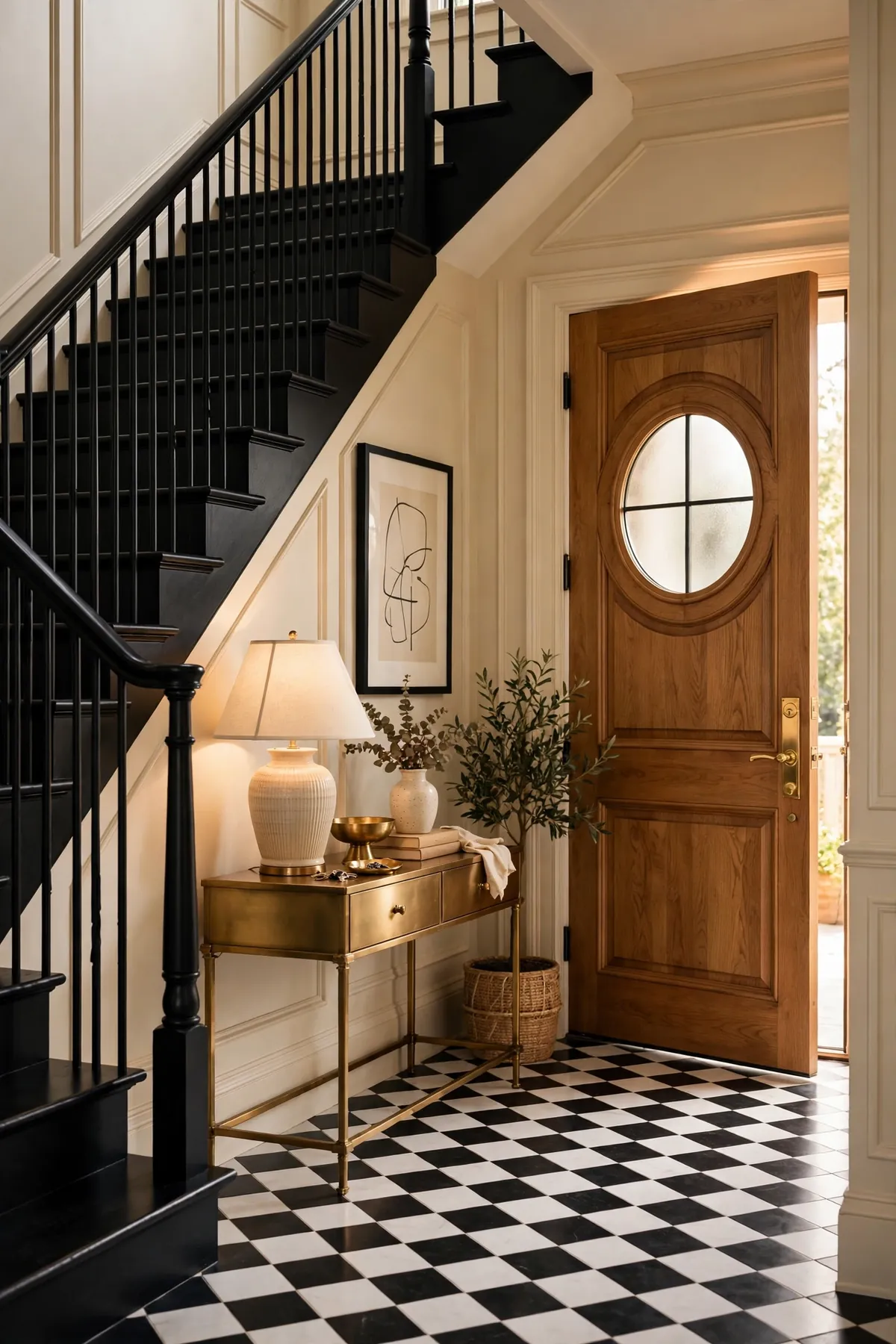 black staircase ideas: Black Staircase Greeting You in the Entryway