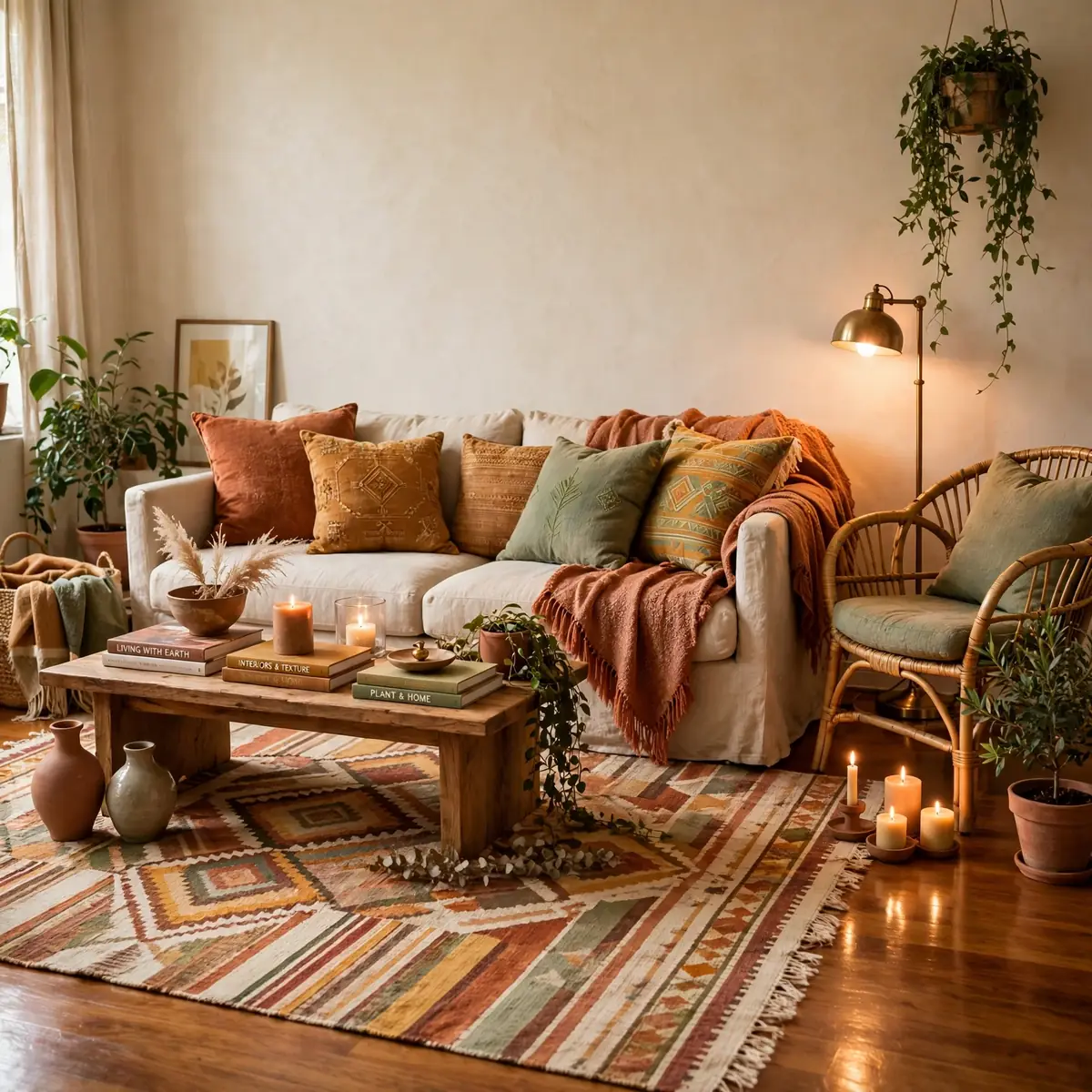 boho living room ideas: Boho Living Room Ideas That Start With a Warm Earthy Base