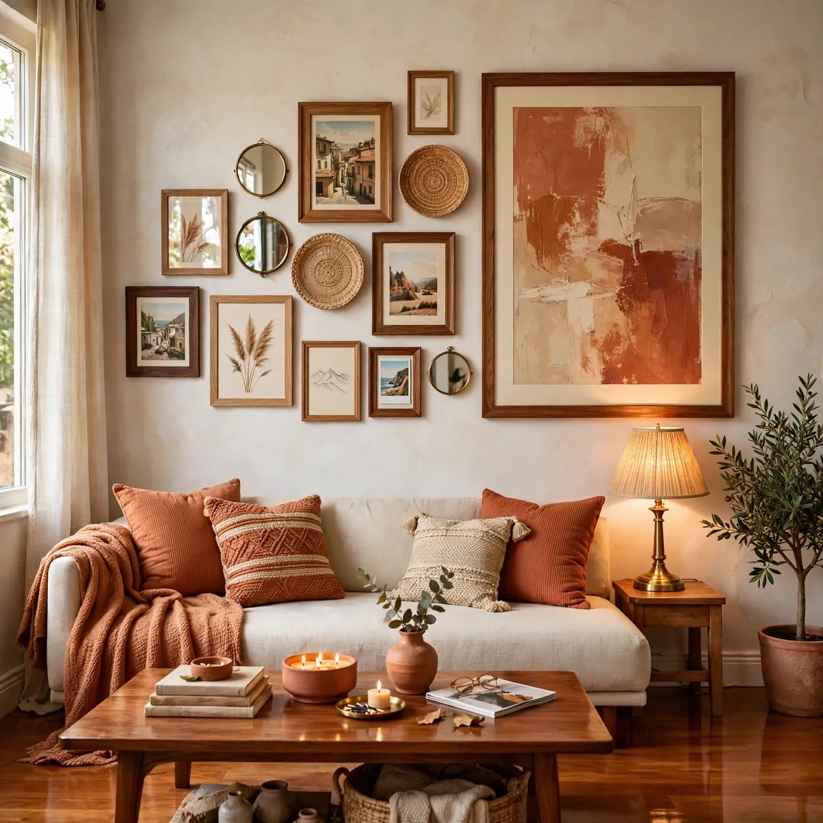 boho living room ideas: Build an Asymmetric Gallery Wall