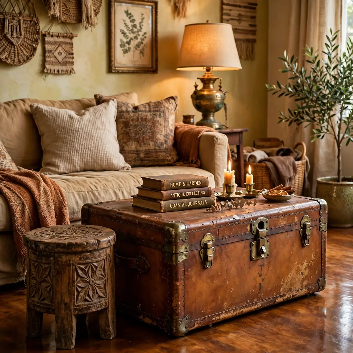 boho living room ideas: Introduce Vintage or Thrifted Pieces
