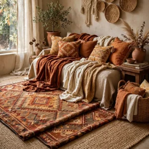 bohemian decor ideas: Bohemian Decor Ideas That Start With Layered Textiles