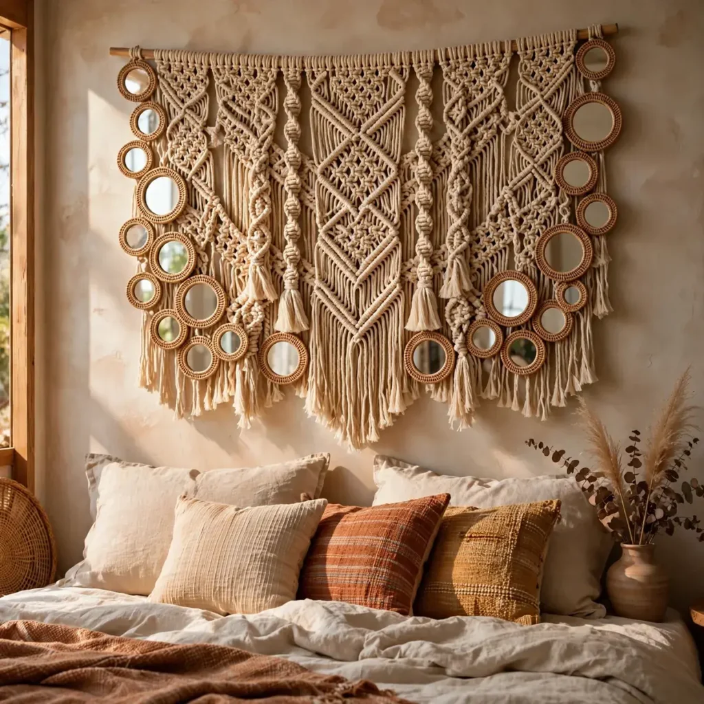 bohemian decor ideas: Macramé Wall Hangings as the Room's Soft Focal Point