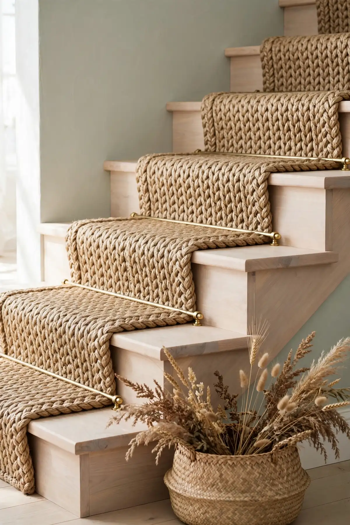 carpeted staircase ideas: Chunky Sisal-Weave Runner in Natural Jute