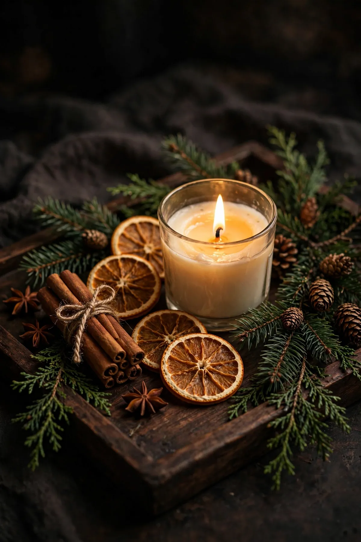 christmas decor ideas: Finish with Scent: Layer Pine, Orange, and Clove