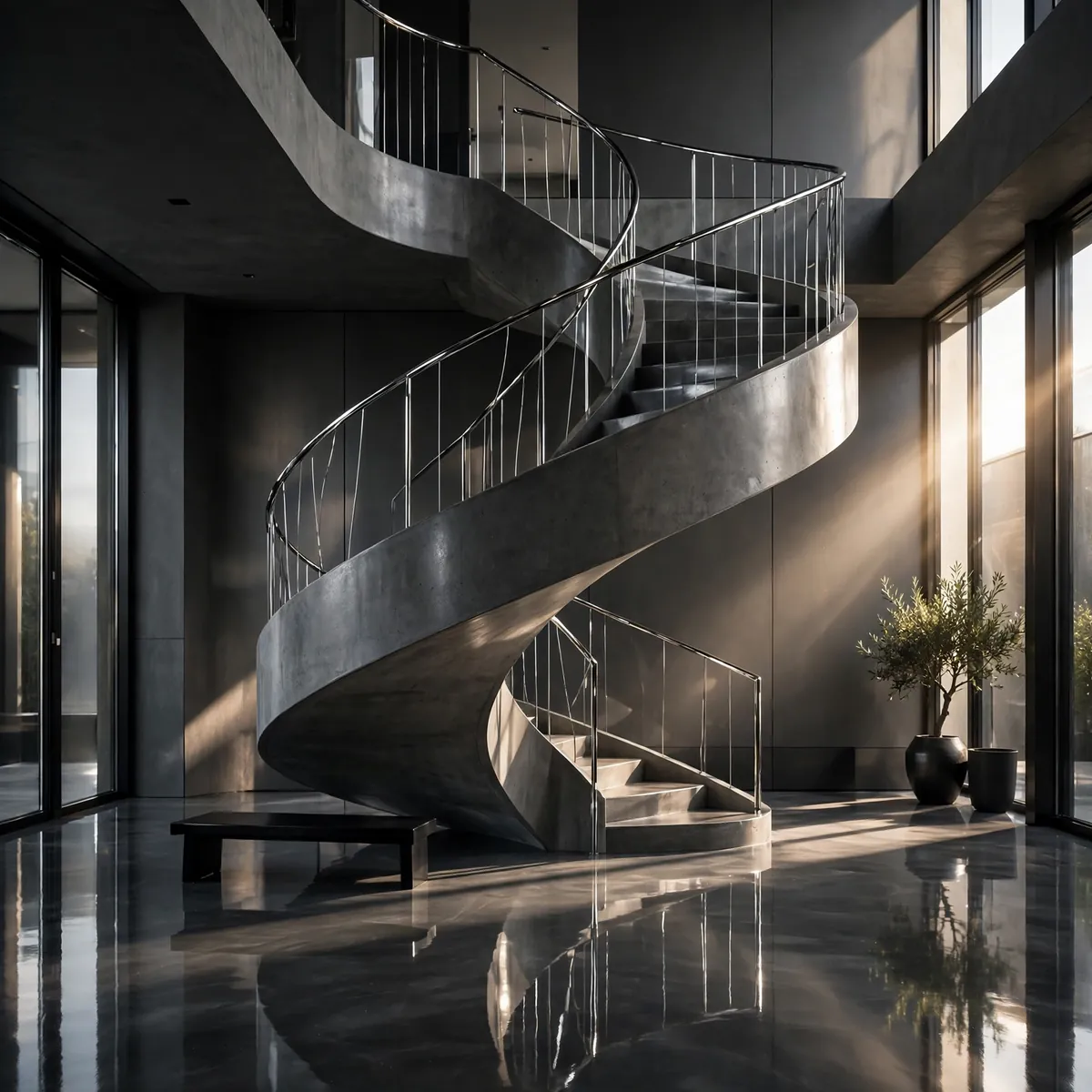 25 Circular Staircase Ideas That Save Space and Steal the Show circular staircase ideas: Tuck a Spiral Into a Window Bay