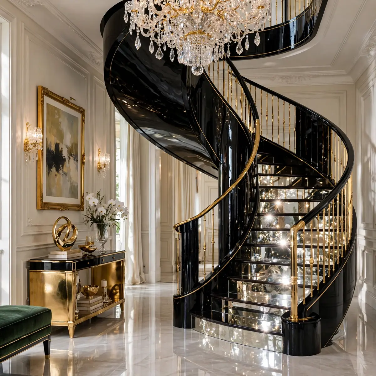 25 Circular Staircase Ideas That Save Space and Steal the Show circular staircase ideas: Run a Runner Up the Spiral