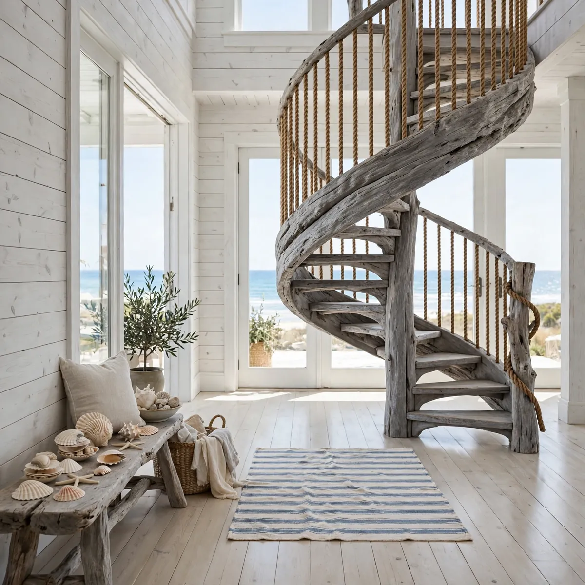 25 Circular Staircase Ideas That Save Space and Steal the Show circular staircase ideas: Frame the Curve With Vertical Timber Battens