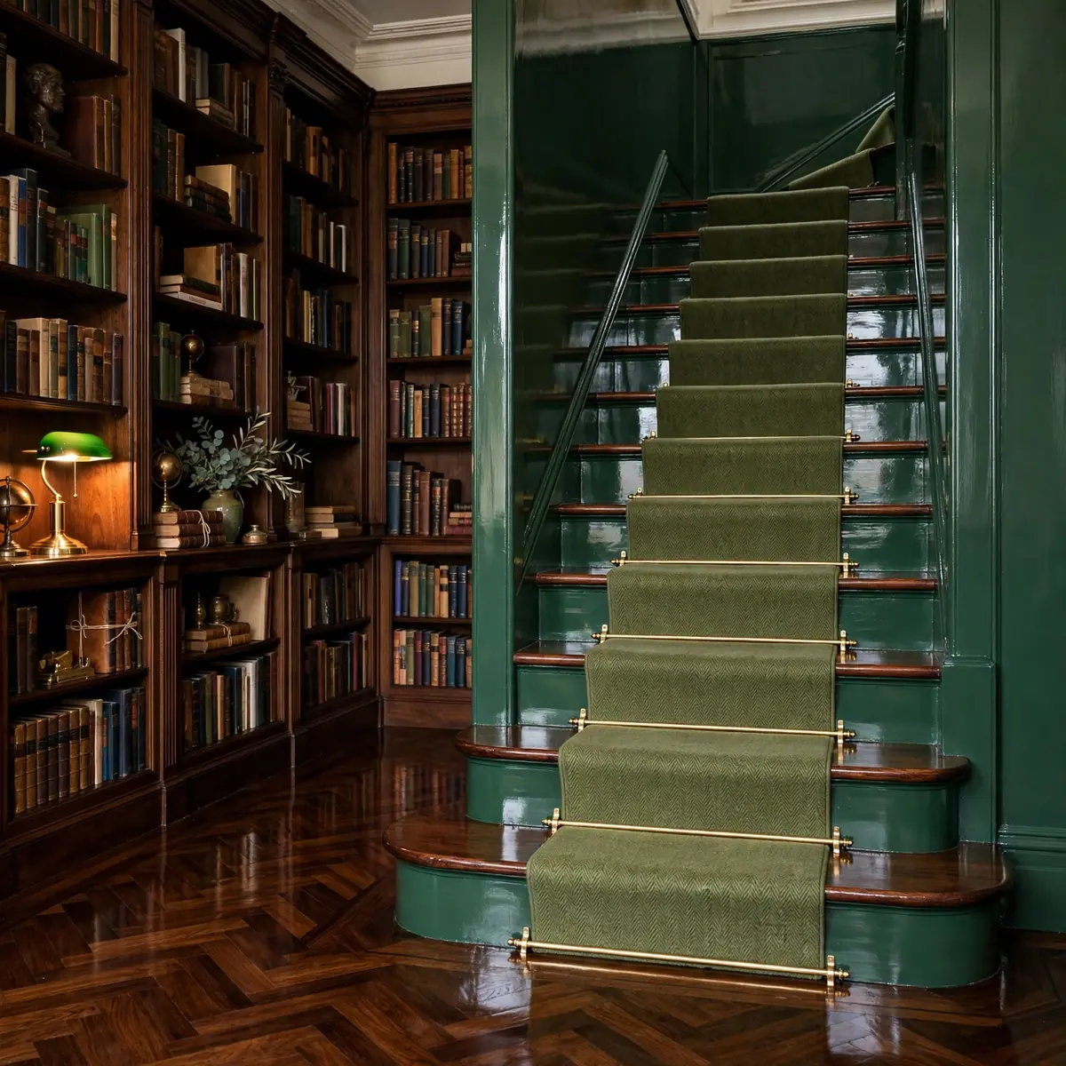 25 Closed Staircase Ideas That Prove Solid Risers Can Be Stunning closed staircase ideas: Wallpaper the Riser Faces