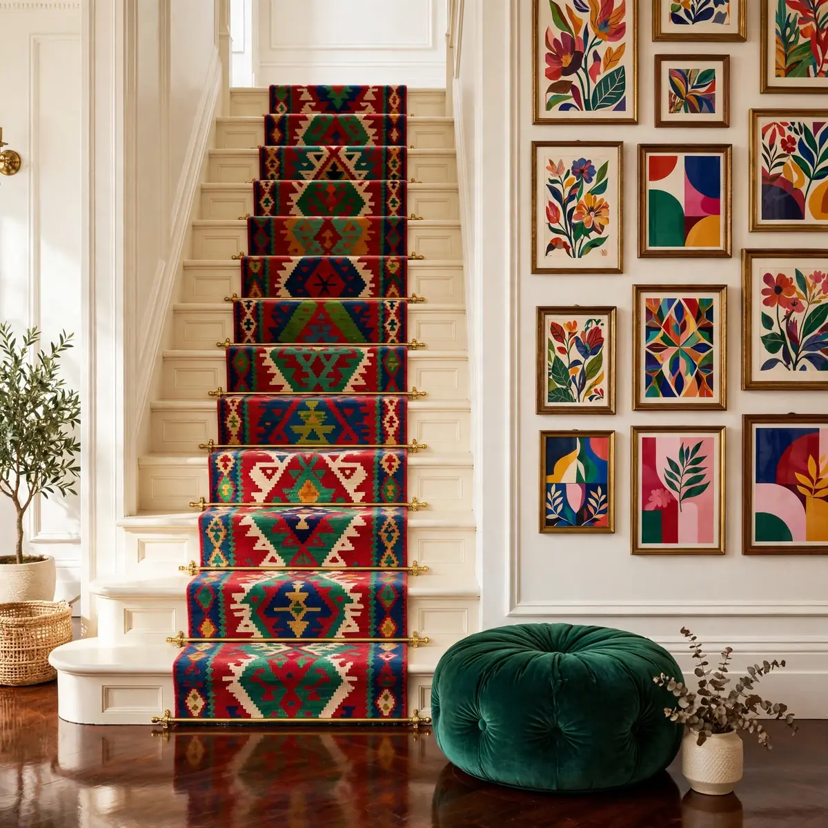 25 Closed Staircase Ideas That Prove Solid Risers Can Be Stunning closed staircase ideas: Fit a Slim Console Table Against the Stair Wall