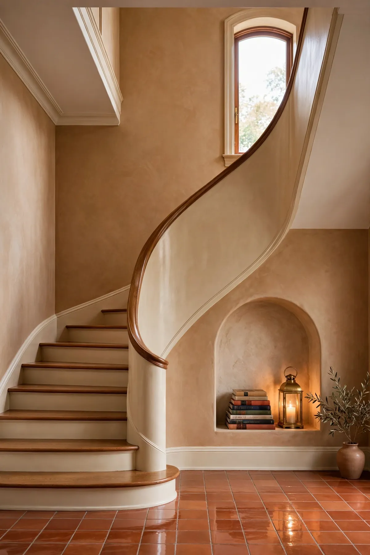 25 Closed Staircase Ideas That Prove Solid Risers Can Be Stunning closed staircase ideas: Add Wainscoting Below the Dado Line
