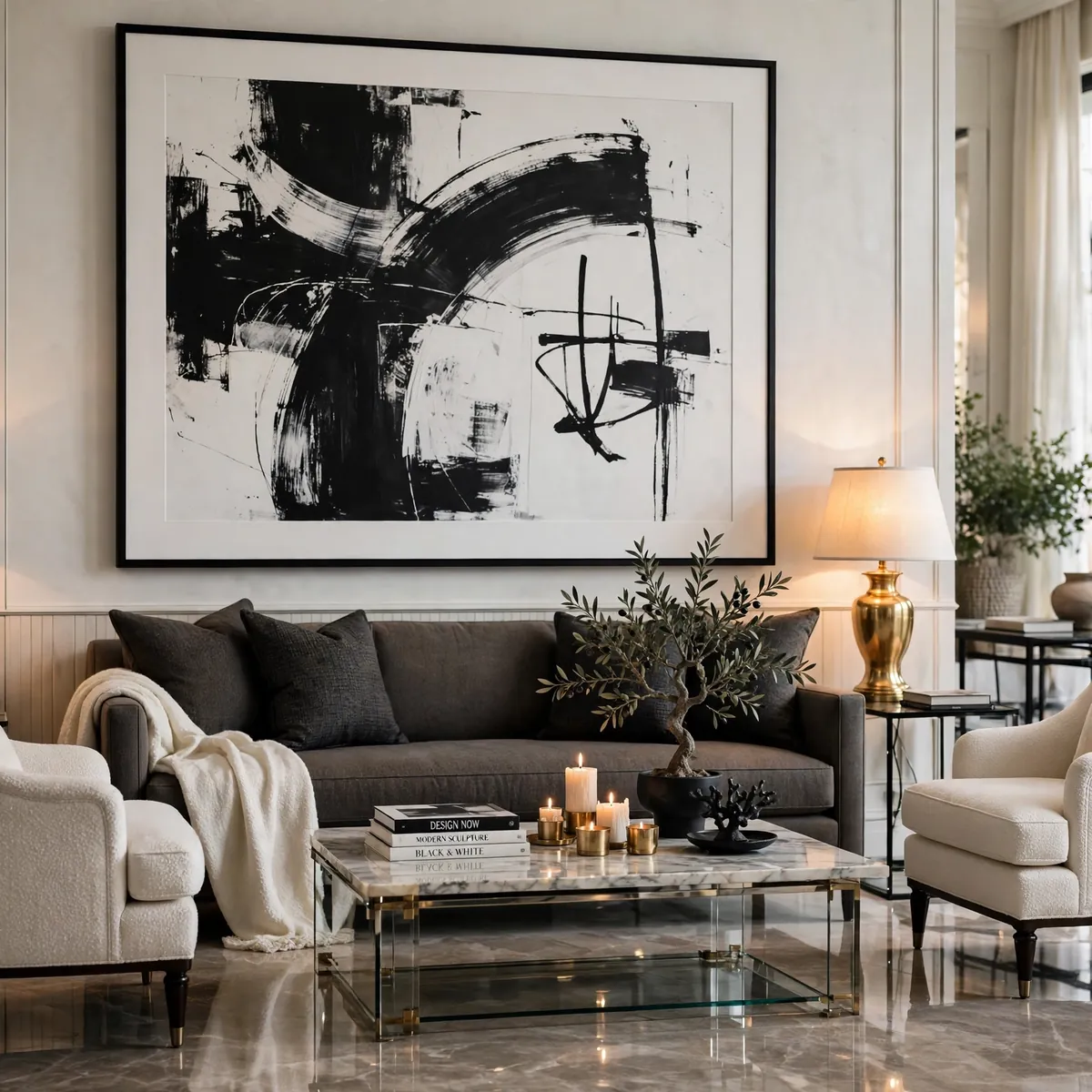 classy living room ideas: Hang Oversized Art Above the Sofa