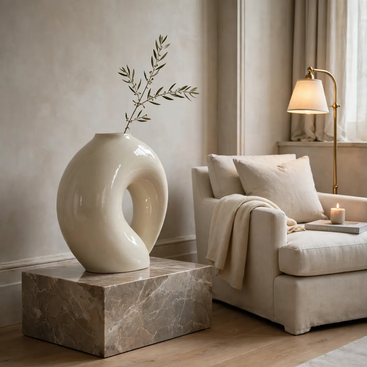 classy living room ideas: Choose One Sculptural Piece and Let It Breathe