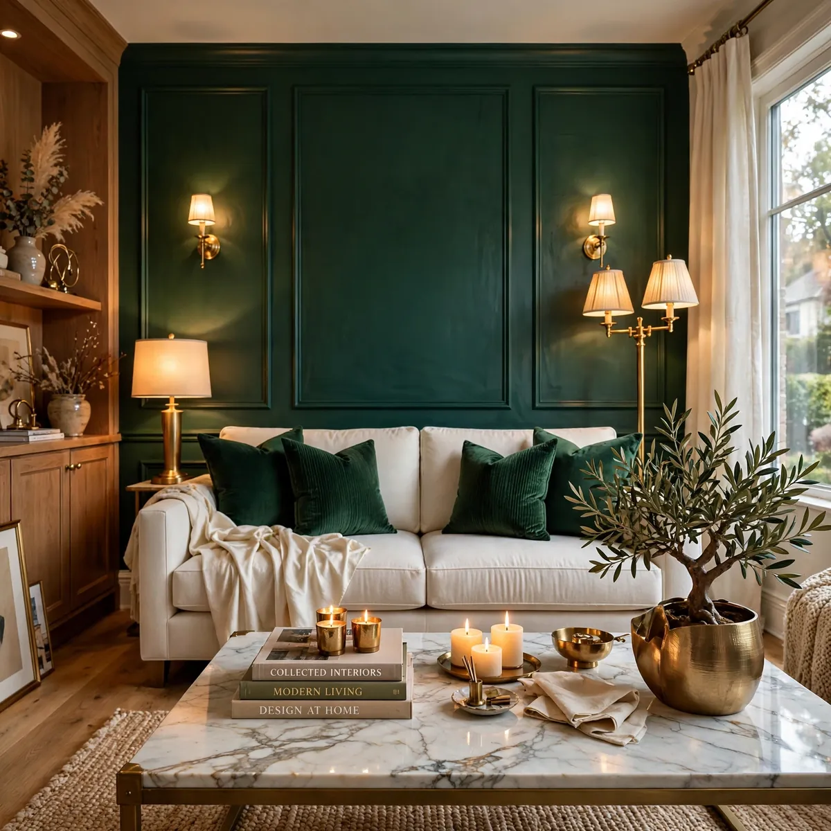 classy living room ideas: Try a Moody Accent Wall in One Deep Shade