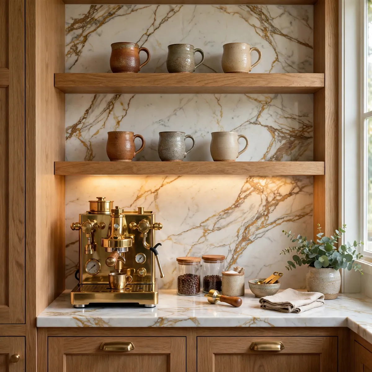 coffee bar ideas: A Built-In Nook: One of the Smartest Coffee Bar Ideas for Small Kitchens