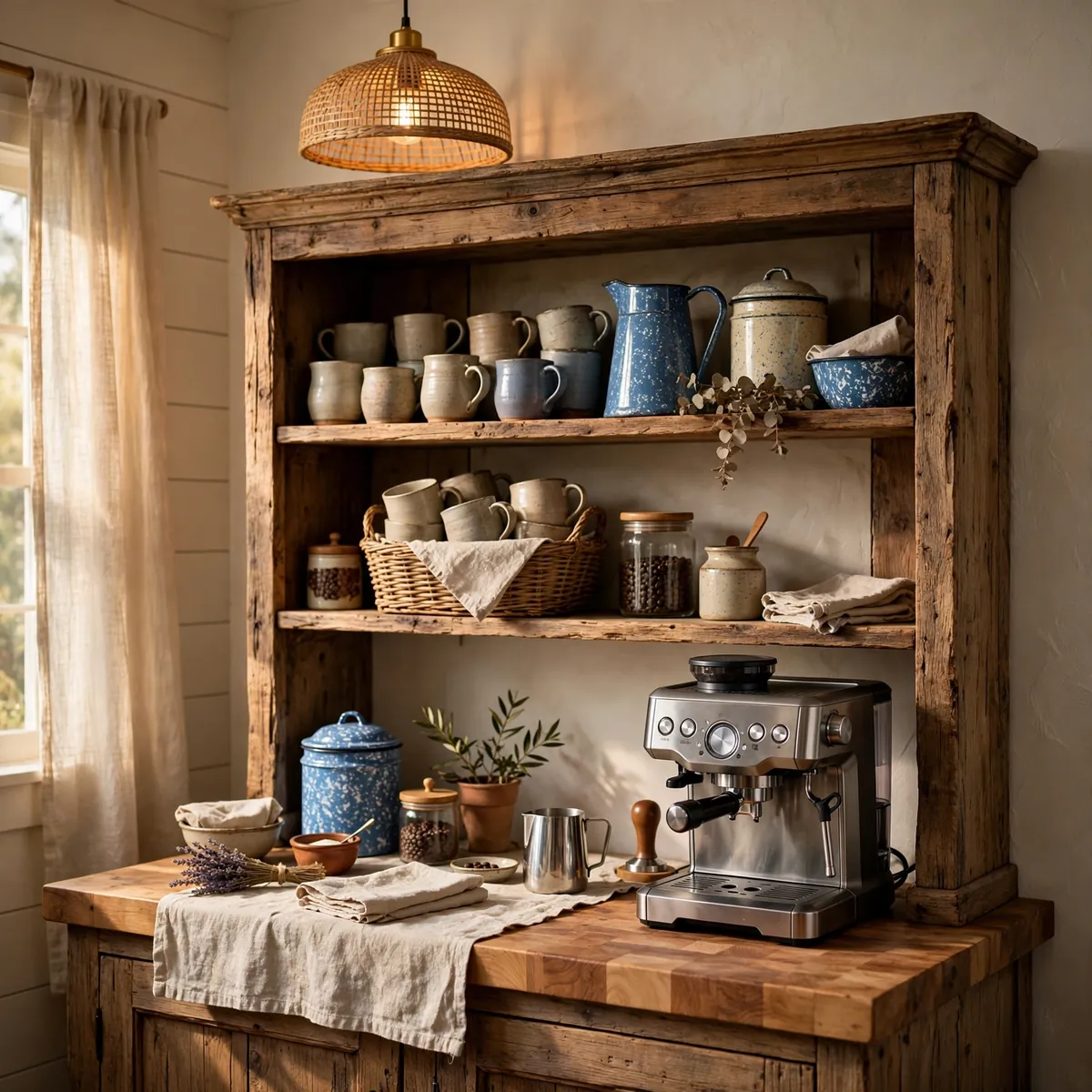 coffee bar ideas: The Farmhouse Hutch Turned Coffee Cupboard