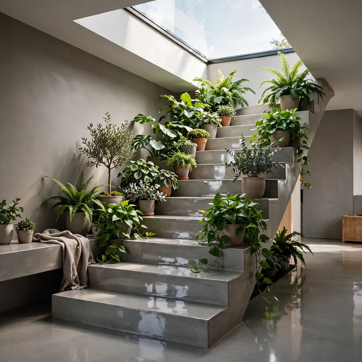 25 Concrete Staircase Ideas That Are Anything But Cold and Grey concrete staircase ideas: Let It Float With Hidden Steel Supports