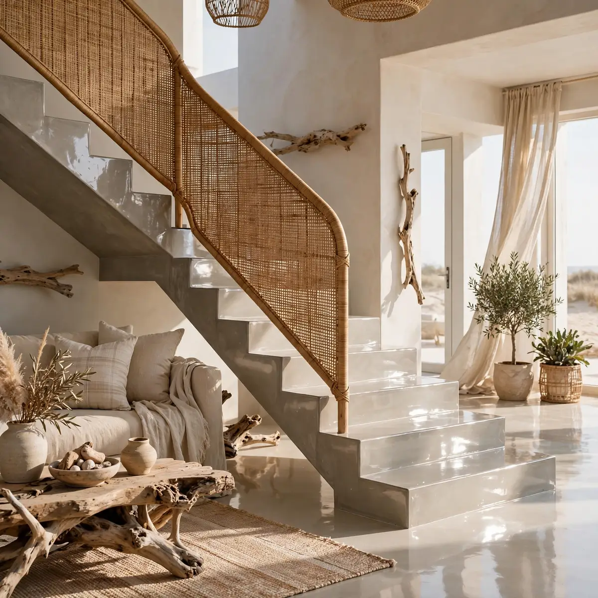 25 Concrete Staircase Ideas That Are Anything But Cold and Grey concrete staircase ideas: Dress It With Trailing Plants