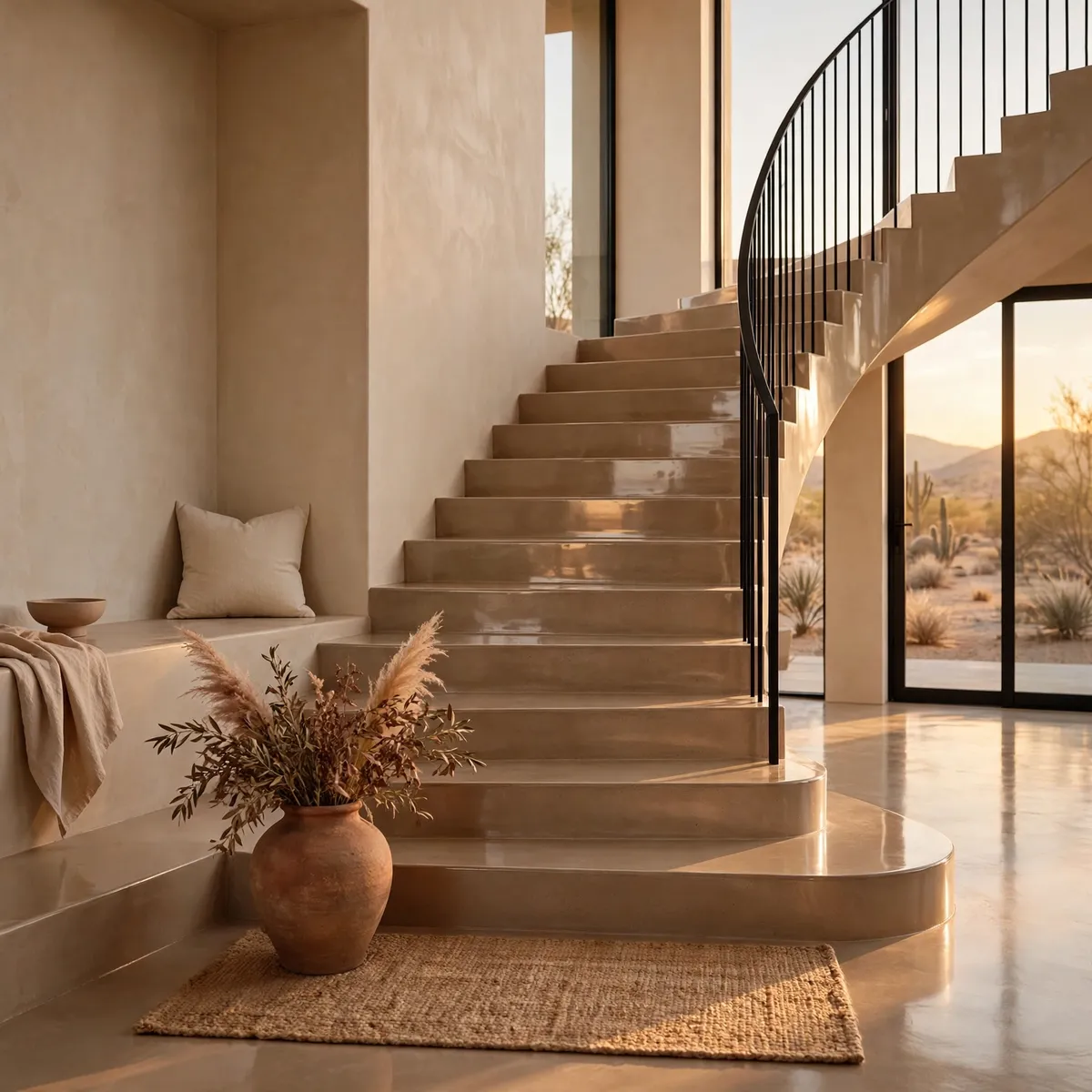 25 Concrete Staircase Ideas That Are Anything But Cold and Grey concrete staircase ideas: Add a Contrasting Stone Nosing