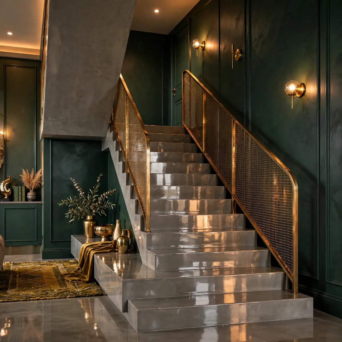 25 Concrete Staircase Ideas That Are Anything But Cold and Grey concrete staircase ideas: Add Art to the Concrete Wall Beside