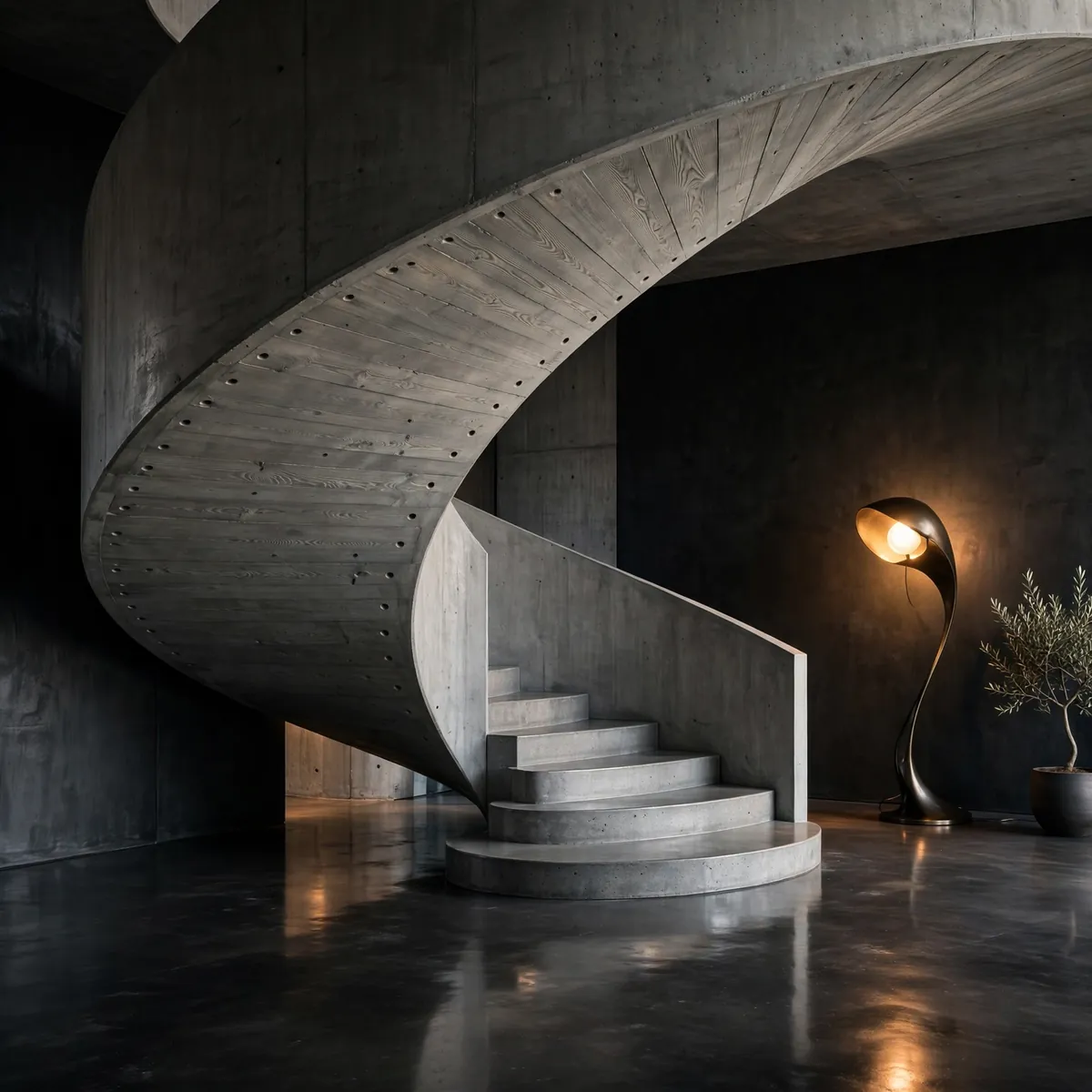 25 Curved Staircase Ideas for a Show-Stopping Stair curved staircase ideas: Wrap the Whole Stair in Solid Wood