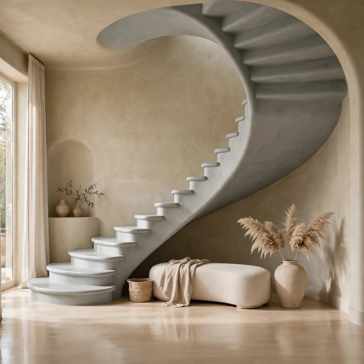 25 Curved Staircase Ideas for a Show-Stopping Stair curved staircase ideas: Keep It Minimal With Slim Black Spindles