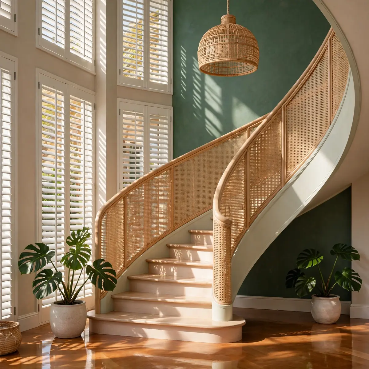 25 Curved Staircase Ideas for a Show-Stopping Stair curved staircase ideas: Paint the Railing a Bold Color