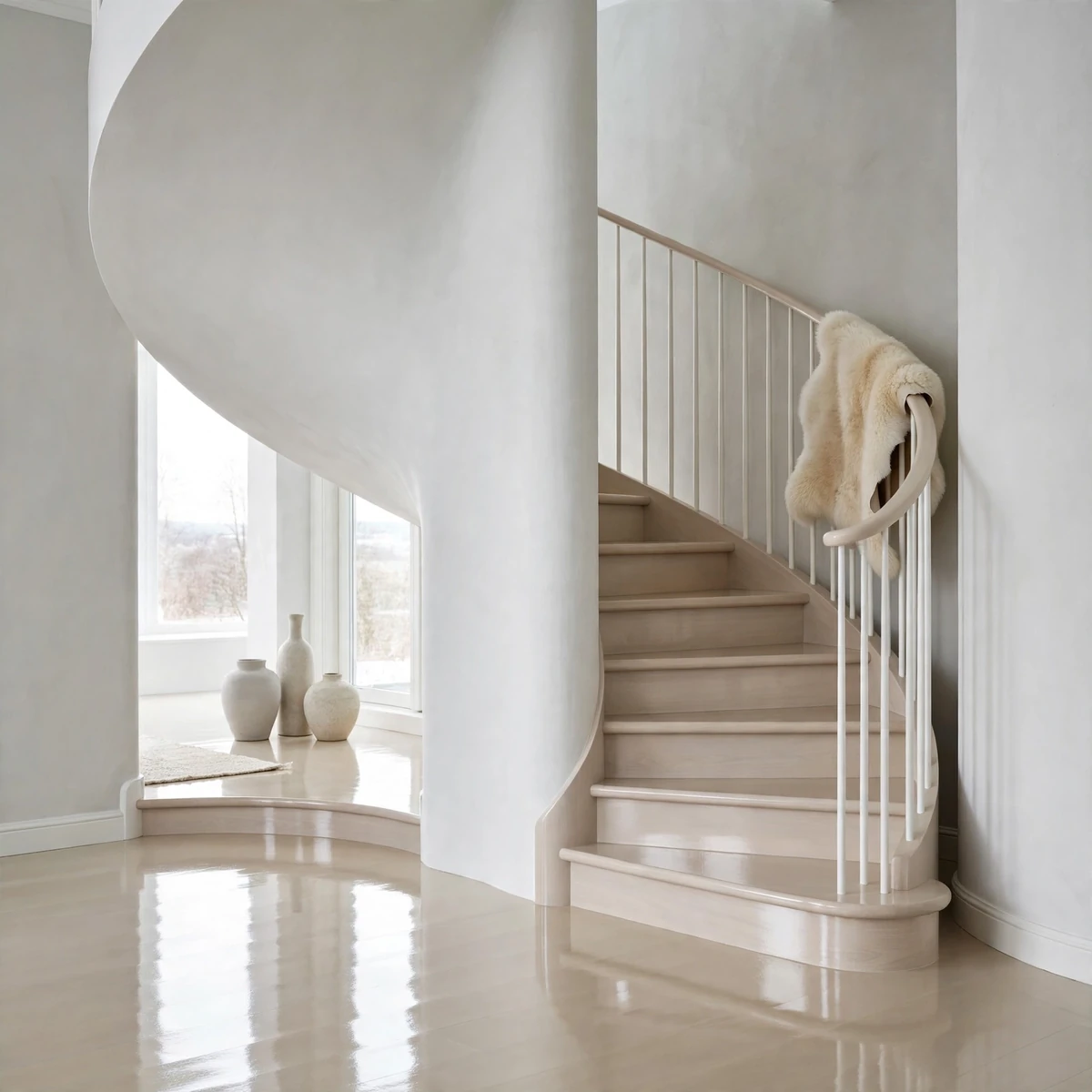 25 Curved Staircase Ideas for a Show-Stopping Stair curved staircase ideas: Tighten the Curve for a Small Footprint