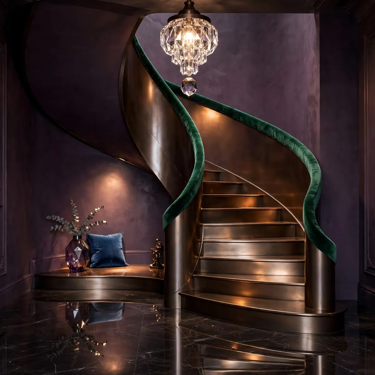 25 Curved Staircase Ideas for a Show-Stopping Stair curved staircase ideas: Color-Drench the Entire Staircase