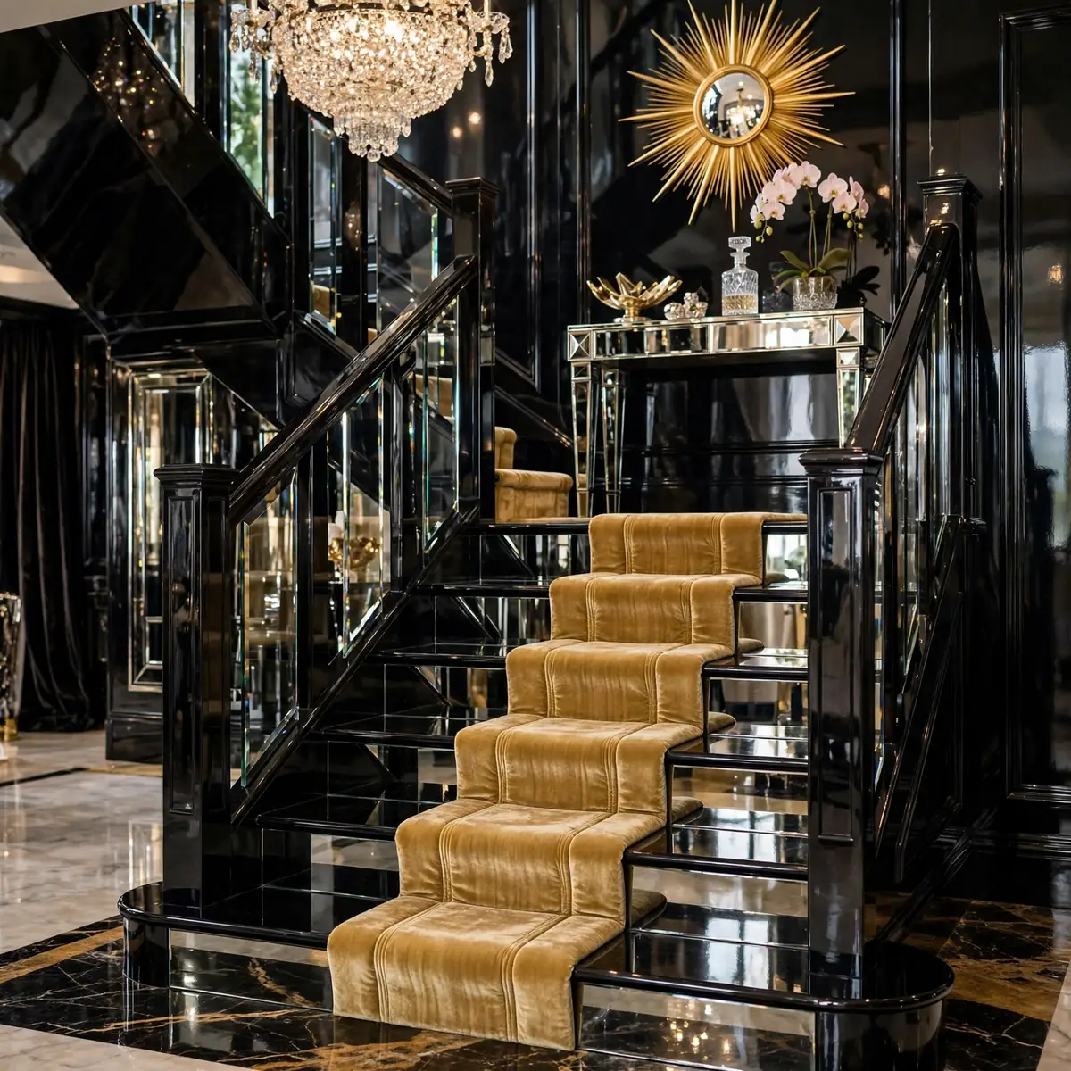 Dark Staircase Ideas: 25 Ways to Make Your Stairs the Boldest Part of the House dark staircase ideas: Midnight Navy Paint for Drama That Isn't Black