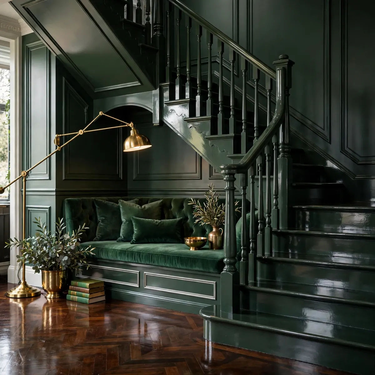 Dark Staircase Ideas: 25 Ways to Make Your Stairs the Boldest Part of the House dark staircase ideas: A Dark Runner Down the Middle of Pale Wood