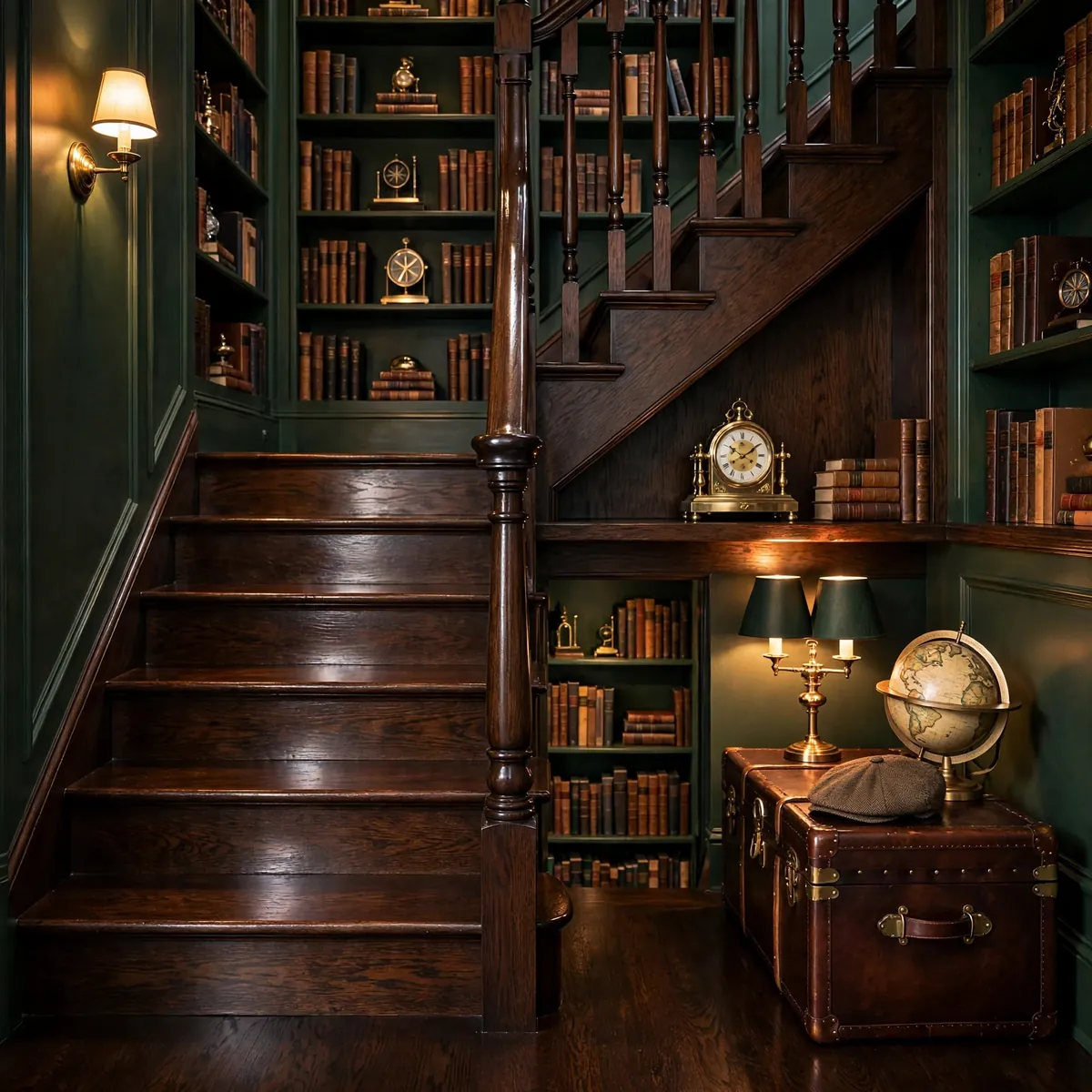 Dark Staircase Ideas: 25 Ways to Make Your Stairs the Boldest Part of the House dark staircase ideas: Slim Black Metal Balusters With Walnut Treads