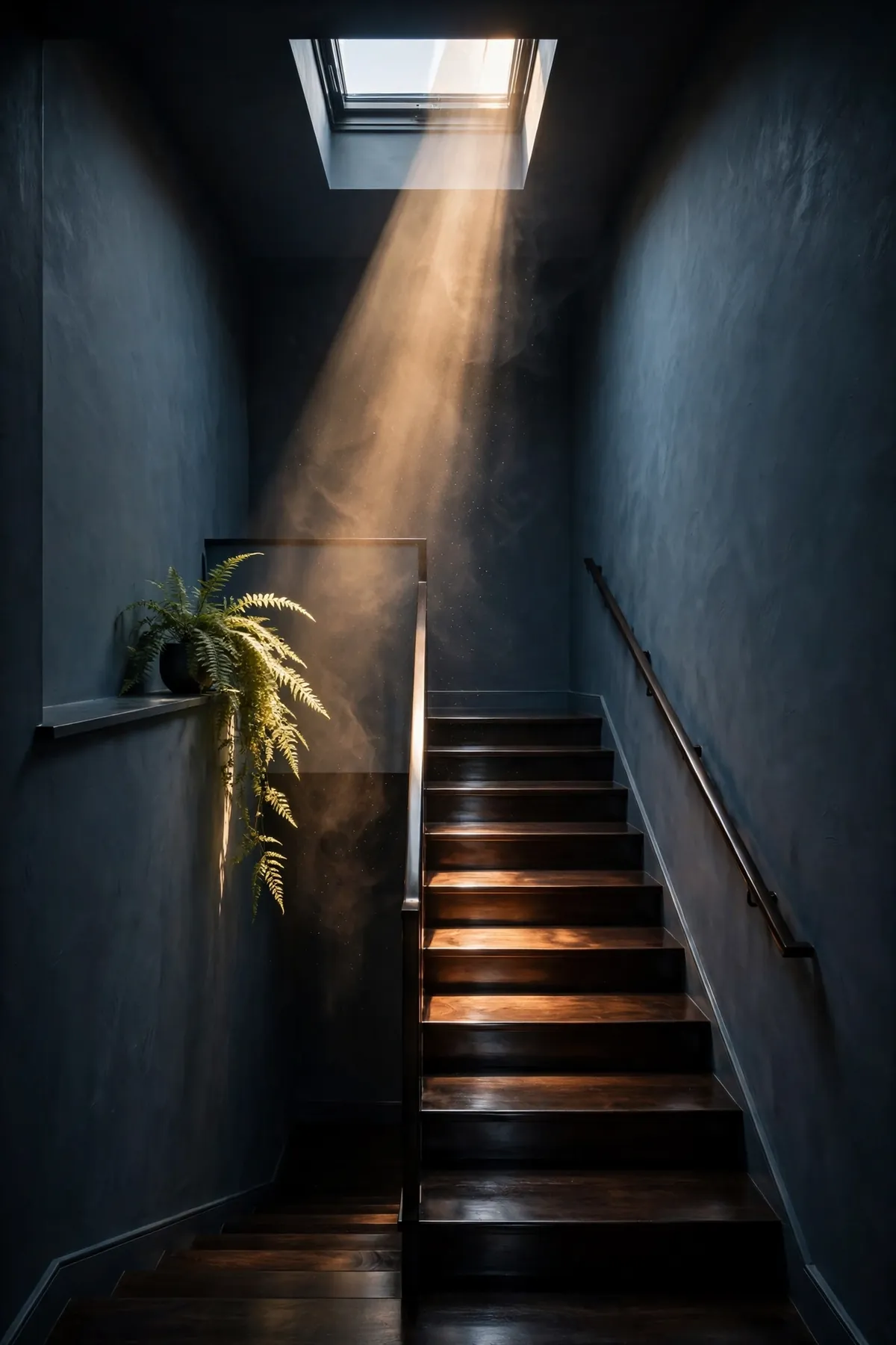 Dark Staircase Ideas: 25 Ways to Make Your Stairs the Boldest Part of the House dark staircase ideas: Gloss-Black Newel Posts as Jewelry