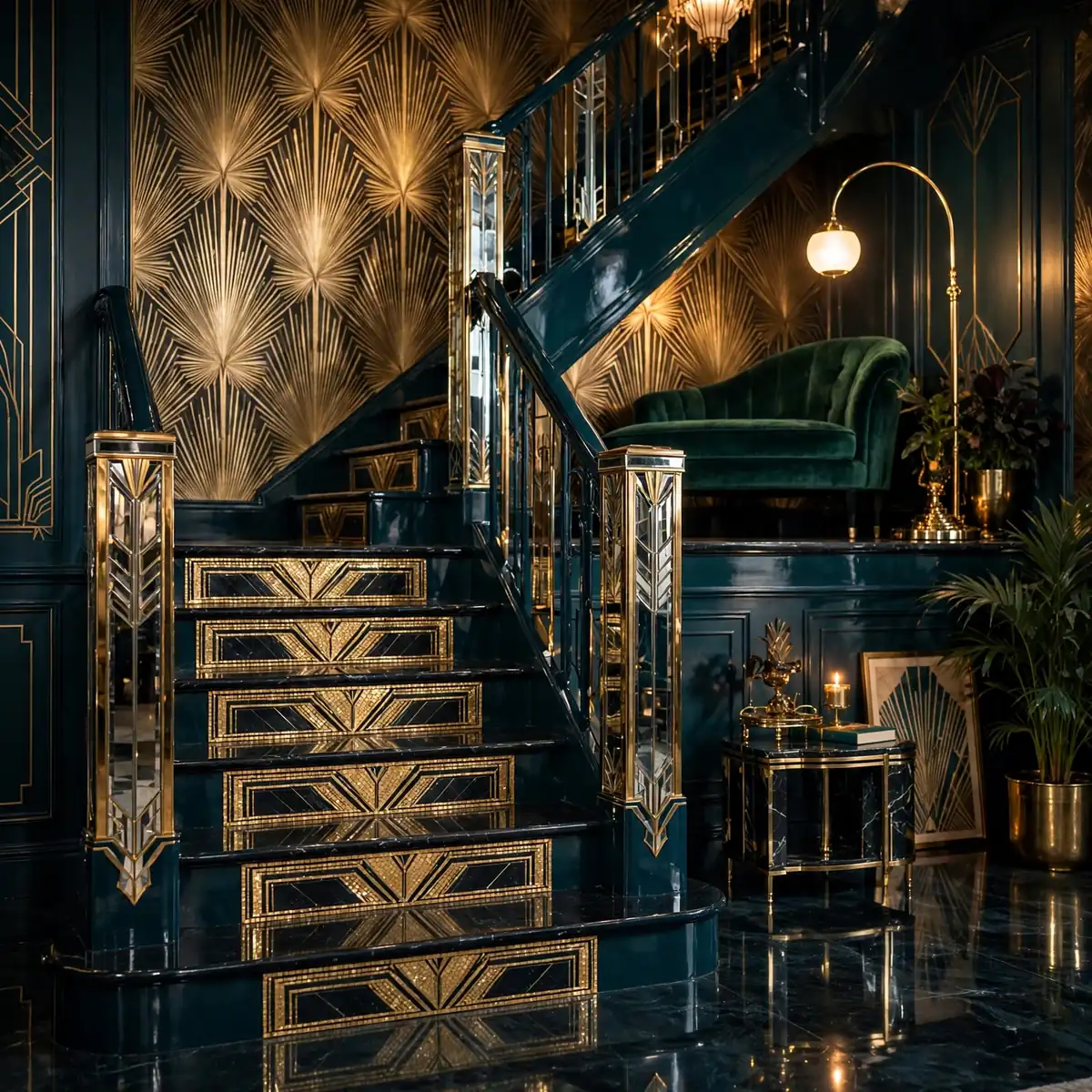 Dark Staircase Ideas: 25 Ways to Make Your Stairs the Boldest Part of the House dark staircase ideas: Dark Treads Under a Skylight's Wash of Light