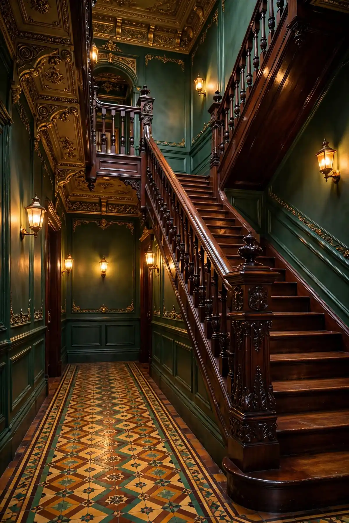 Dark Staircase Ideas: 25 Ways to Make Your Stairs the Boldest Part of the House dark staircase ideas: Dark Stairs, Living Plants, Warm Bulbs