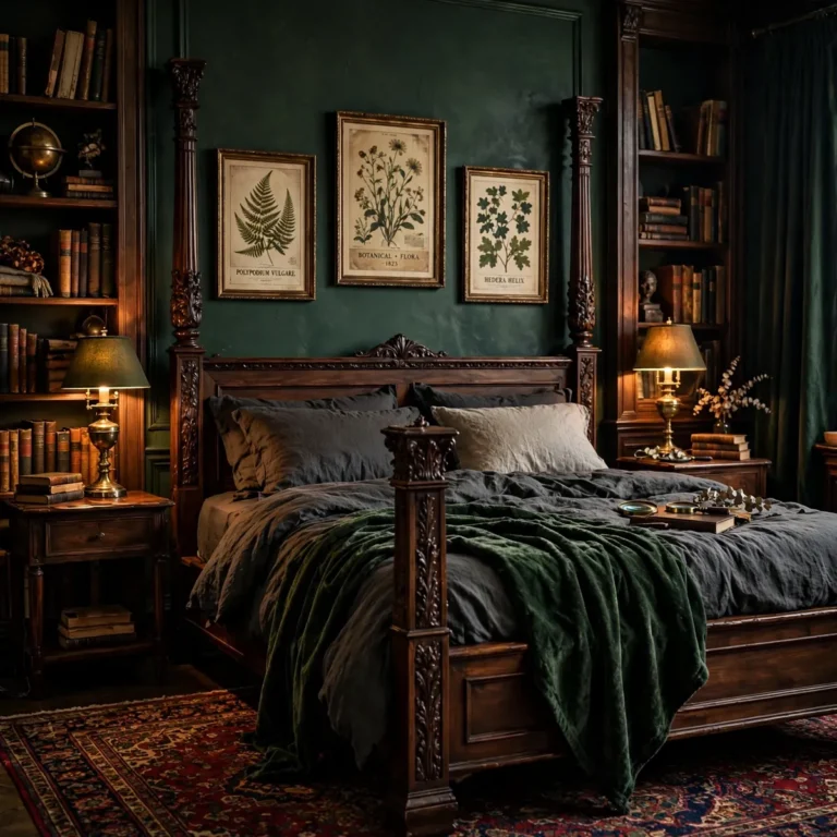 dark academia bedroom ideas: Paint the Walls a Moody, Scholarly Color