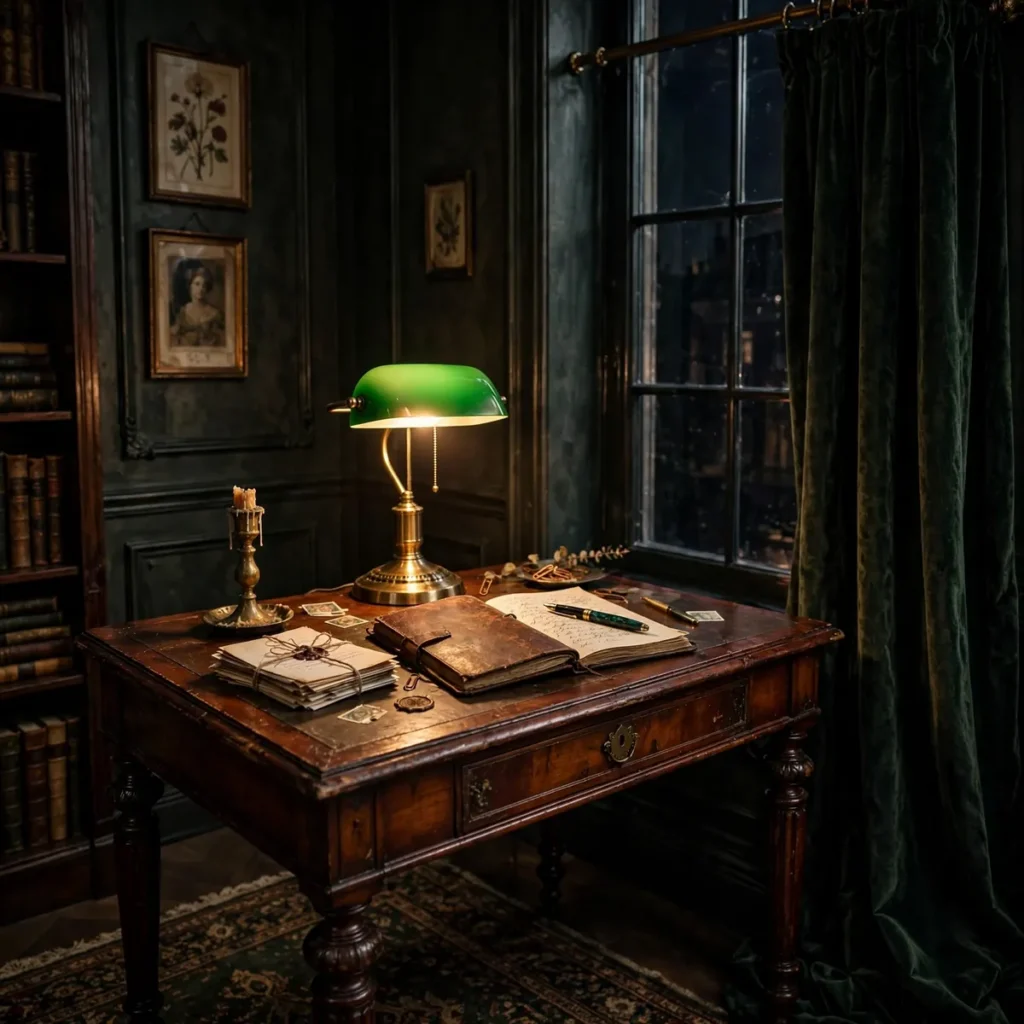 dark academia bedroom ideas: Add a Vintage Writing Desk