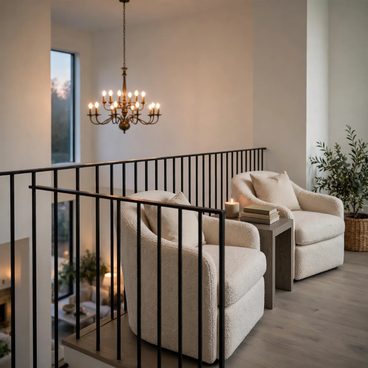 double height living room ideas: Anchor the Seating with an Extra-Long Rug
